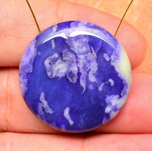 Fabulous! round natural purple flower jasper gemstone button 25x25x9mm for sale
