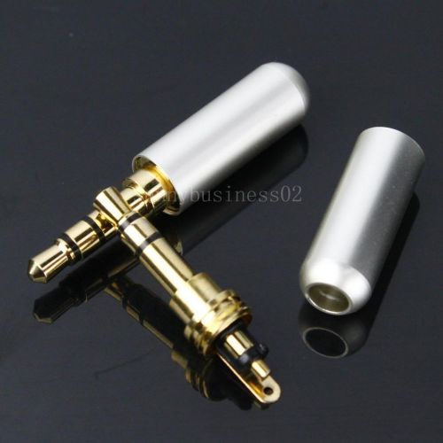 2pcs 3 pole 3.5mm  male repair headphone jack plug metal audio soldering white for sale