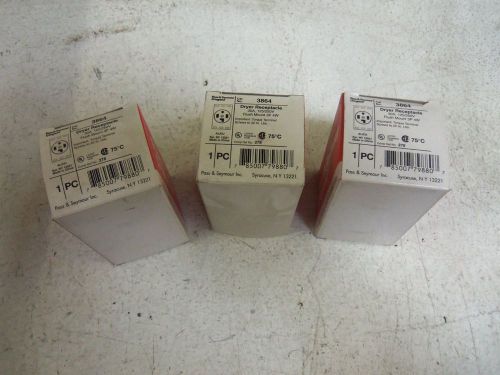 LOT OF 3  PASS &amp; SEYMOUR 3864 DRYER RECEPTACLE *NEW IN A BOX*