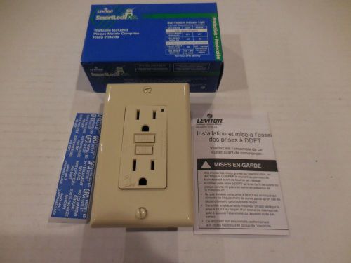 Leviton smartlock pro gfci lighted receptacle w/wallplate 15a ivory cat 7599-sgi for sale