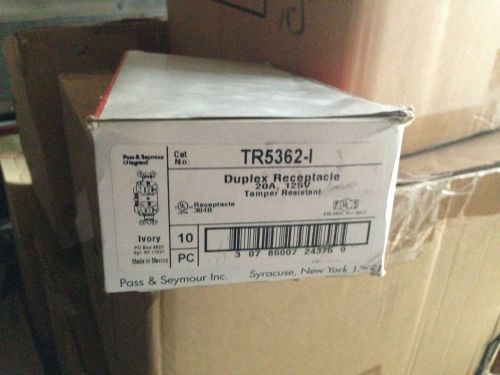 Pass Seymour TR5362-I Ivory 20A 125V Tamper Resistant Duplex Receptacle 10 Box