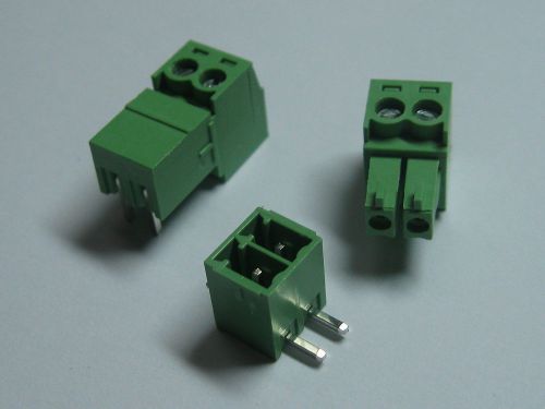 150 pcs Screw Terminal Block Connector 3.81mm Angle 2 pin Green Pluggable Type