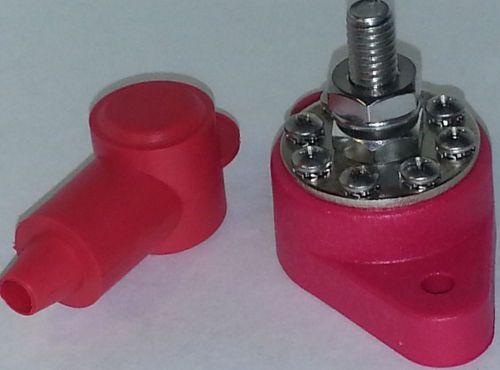 8 point power distribution terminal post 3/8&#034; red positive w/ boot, dc terminal for sale