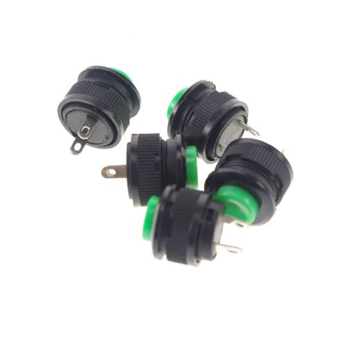 (5)Green ON-(OFF) NC 2Pin SPST 1A 250VAC Momentary 14mm Hole Push Button Switch