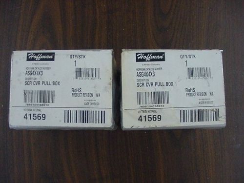 LOT OF 2 NEW HOFFMAN ASG4X4X3 SCR COVER PULL BOX 41569 JUNCTION ENCLOSURE