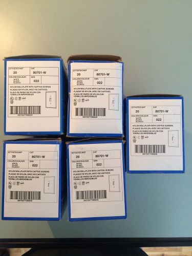 Lot of 100 (5 boxes of 20 each) Leviton Nylon Wall Plate 80701-W