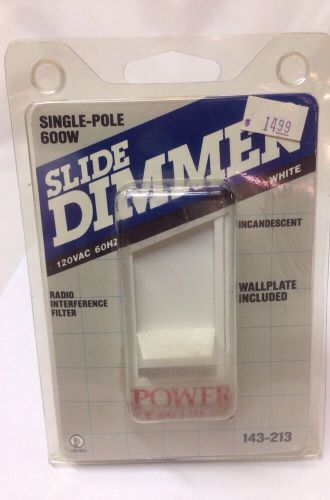 Power Controls 143-213  Dial-On/Off SLIDE  Dimmer Single-Pole WHITE NEW