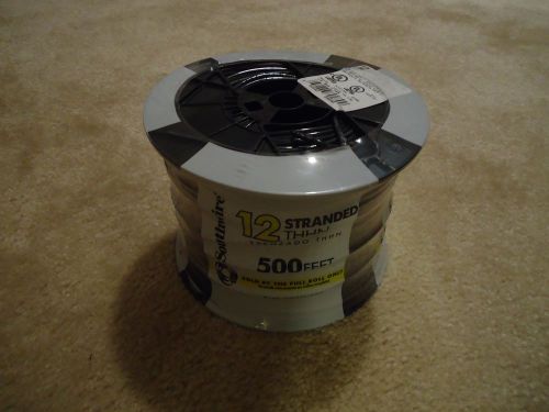 New 12 AWG 19/25 THHN Copper Wire Black Stranded 500&#039; (AIW/Southwire) #12 gauge