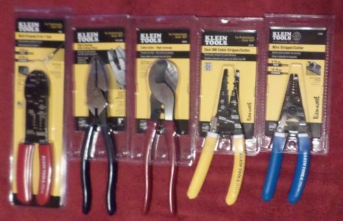 5 New Various Klein Electrical Tools: Cable Cutter, Pliers, Strippers, Multi!
