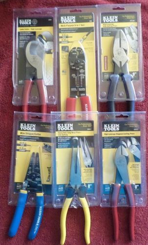 6 New Various Klein Electrical Tools: Cable Cutter, Pliers, Strippers, Multi!