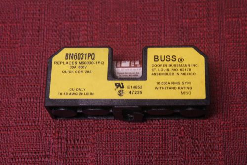 Bussman MN6031PQ Fuse Block 30A 600V Used