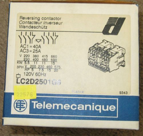 BRAND NEW NIB TELEMECANIQUE Reversing Contactor LC2D2501G6 Made in France