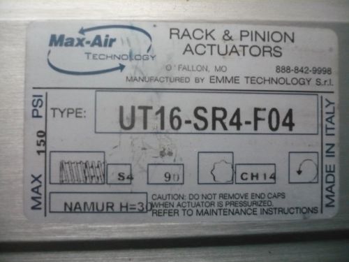 New Max-Air Emme Technology UT16-SR4-F04 Rack &amp; Pinion Actuator