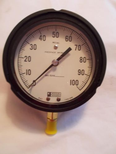 Weksler instruments 0 - 100 psig gauge,  gp2-16-3,  5&#034; face, phosphor bronze for sale