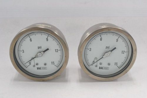 Lot 2 weiss instruments 1/4in npt 4-1/4in dial pressure gauge 0-15psi b298634 for sale