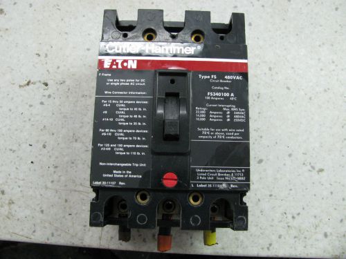 Cutler Hammer Eaton FS34100A Circuit Breaker 100 Amp 480 VAC