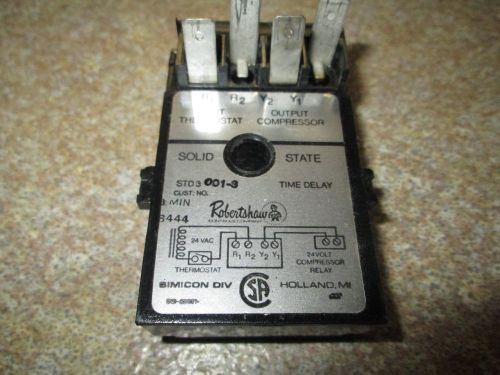 Robertshaw STD3001-3 24V Coil 3 Min Solid Time Delay Relay