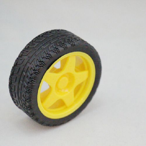 2Pcs 65mm Yellow Smart Car BEST US Plastic Tire Wheel with Gelatin Sponge Liner