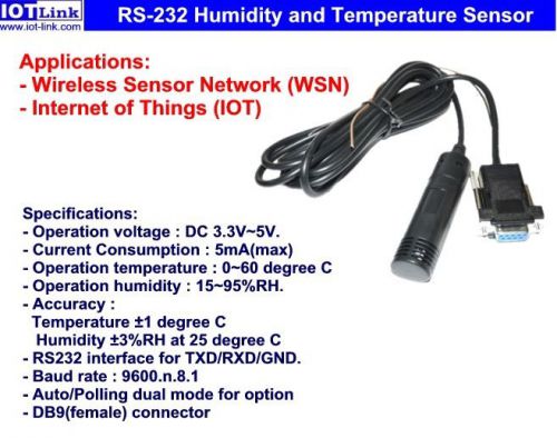 [iot-link] rs-232 temperature and humidity sensor for wsn or iot applications for sale