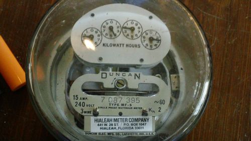 Vintage glass electric KW hrs meter Duncan 1986 ( steampunk )