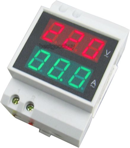 AC80-150V/ 0.2-99.9A Dual display Din-rail AC digital voltmeter ammeter volt amp
