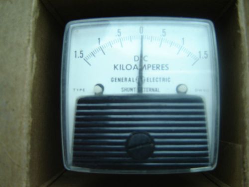 DC Ammeter GE Panel Mount Analog Meter DC 1.5-0-1.5 Killoamps, 1.5 killoamp NOS