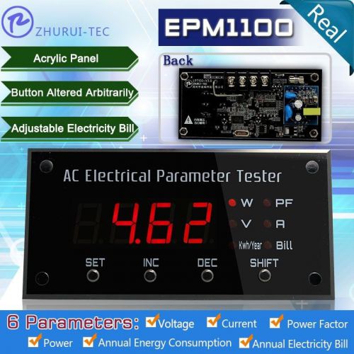 Epm1100 ac panel power meter/watt meter 2000w/10a/110v/220v led demo case meter for sale