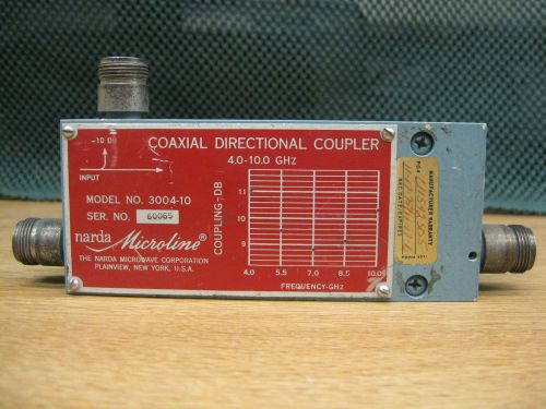 Narda microwave 3004-10 4.0-10.0ghz 10db microline coaxial directional coupler for sale