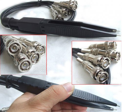 4 sets kelvin clips ic smt smd test clip tweezers for 4 bnc test wires lcr meter for sale