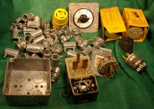 Lot of 50 Industrial Electrical Items Connector Bodys, Timer &amp; More