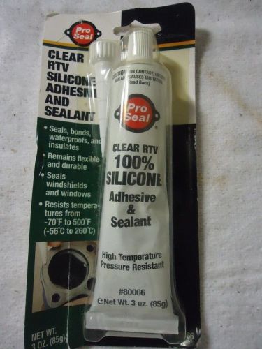 Pro Seal Clear RTV Silicone Adhesive And Sealant Model 80066, New
