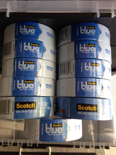 Lot of 11 Rolls 1&#034; Blue Professional Painters Tape by Scotch- 60 yards each