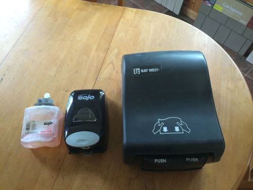 Baywest roll paper towel dispenser &amp; gojo soap dispenser with soap cartridge for sale