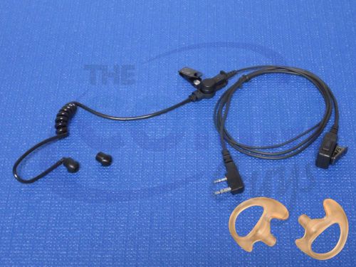 1 wire earpiece + earmolds for kenwood walkie - 2 prong all black tk-208 tk-220 for sale
