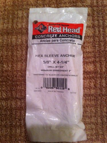 RED HEAD CONCRETE ANCHOR HEX SLEEVE ANCHOR 5/8&#034;x4-1/4&#034;