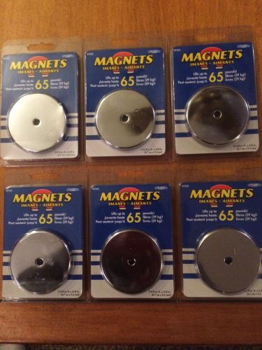 Round Base Magnet 65 lbs pull- CHROME PLATED- 6 PIECES- Super strong MAGNET