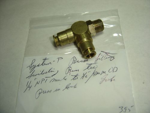 System-p brass swiveling run tee 1/4&#034; npt male to 5/16&#034; o.d. tube nnb for sale