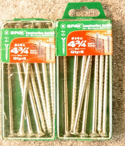 Spax 2 Packs of 8 4 3/4&#034; Construction Screws Zinc Multimaterial Wood to Masonry