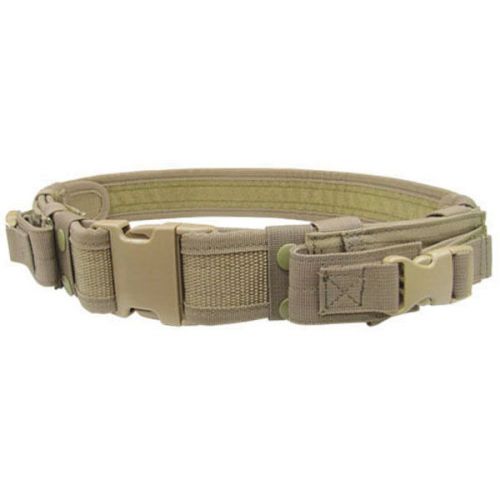 Condor tb quick release tactical combat duty belt w/ 2 pistol mag pouch tan for sale