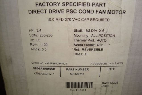 Emerson mot02361 3/4 hp direct drive psc fan motor for sale