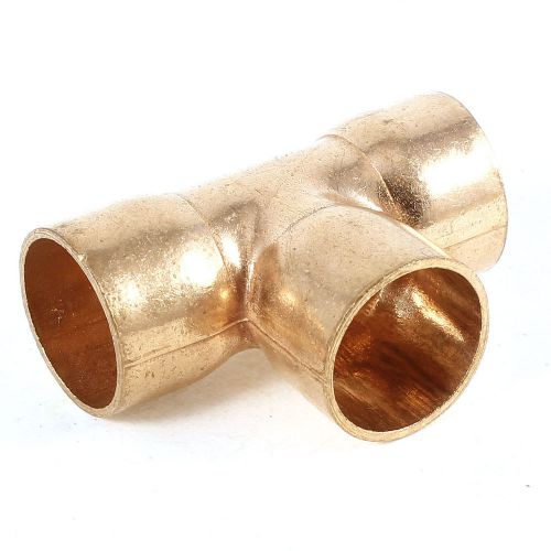 Copper tone brass 5/8&#034; to 5/8&#034; t shaped hole 3 ways connector pipe tee fitting for sale