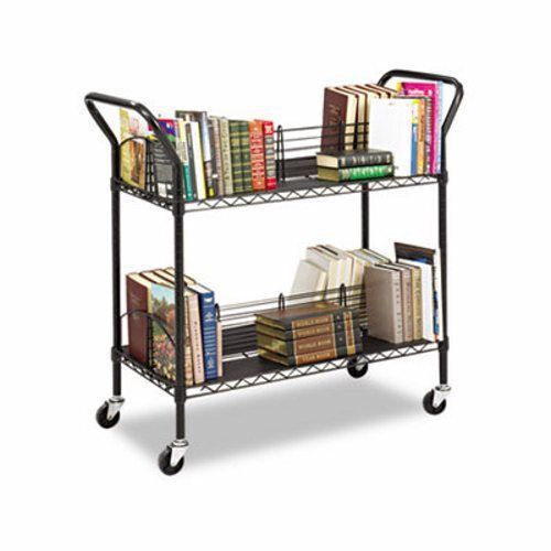 Safco Wire Book Cart, Steel, 4 Shelves, Black (SAF5333BL)