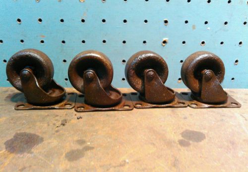 4  1&#034; vintage cast iron hit miss engine cart wagon cabinet caster wheels for sale