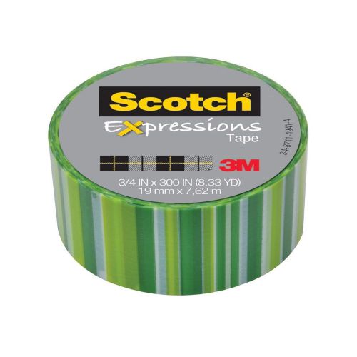 Scotch Expressions Magic Tape, 3/4 x 300 Inches, Green Lines, 6-Rolls/Pack