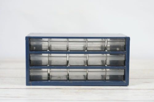 Vintage  small parts storage organizer cabinet 15 drawer metal good condition for sale