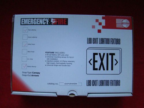 Tamlite led exit sign, top or side mount,red letters on white ,1 or 2 faces for sale