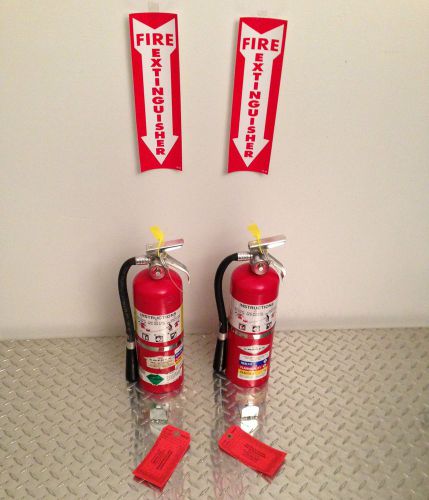 lot of 2 - 5lb abc fire extinguisher new certification tag scratch &amp; dent