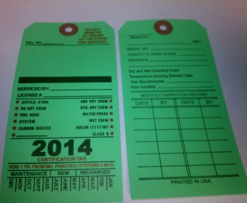 2014 blank green fire extinguisher inspection card tag office boat (50 pieces) for sale
