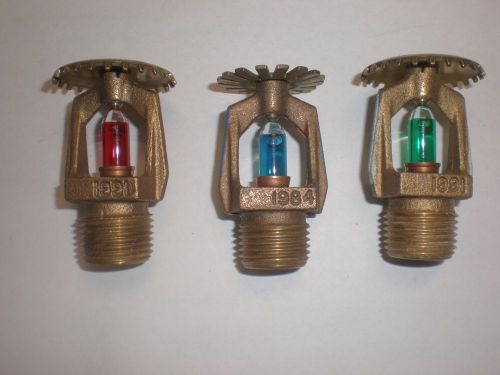 Lot 3 new viking  sprinkler heads brass 1984 blue &amp; 1991 green &amp; 1991 red for sale