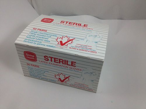 50 Pairs ~ Sime Health Latex Examination Gloves ~ Size Medium